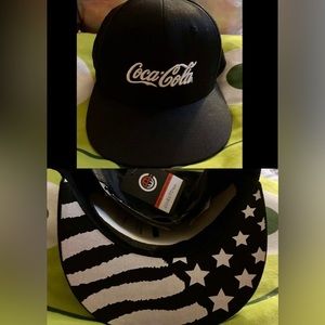 Black Coke Coca Cola USA Flag Bill Sample Hat Snapback NEW Hard To Find Rare